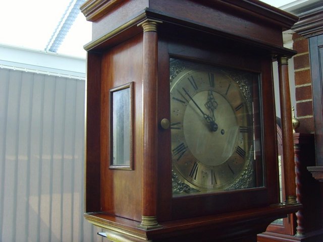 Image 2 of Solid brass face, mahogany cased Grandfather clock