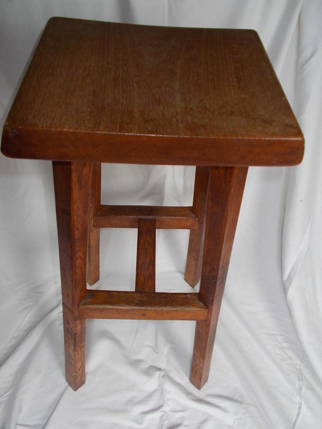 Image 2 of Arts & Crafts English Oak stool, excellent condition