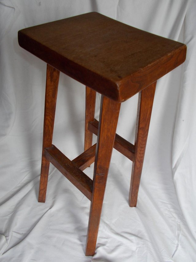 Preview of the first image of Arts & Crafts English Oak stool, excellent condition.