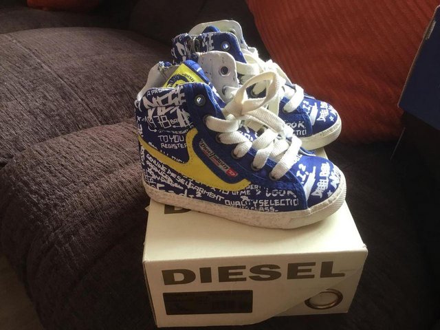 Preview of the first image of toddlers Diesel boot trainers.