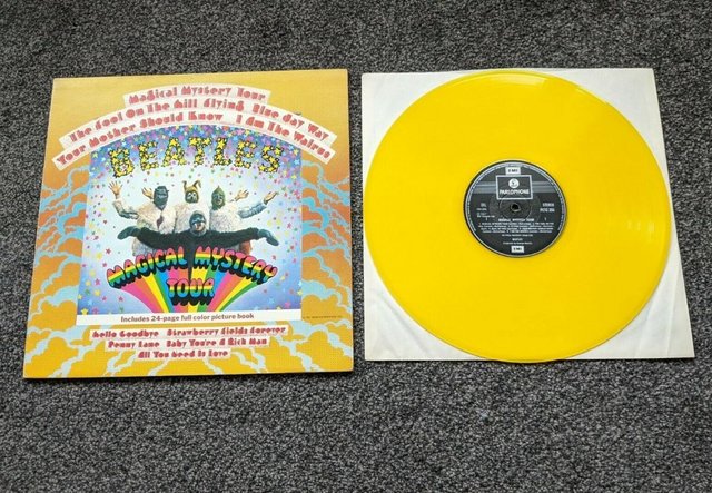 Preview of the first image of BEATLES 1978 UK EXPORT MAGICAL MYSTERY TOUR YELLOW VINYL.
