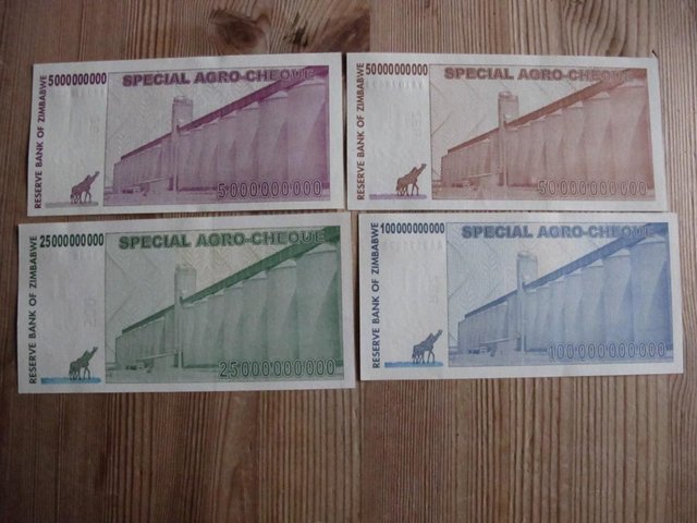 Image 2 of Zimbabwe 2008 Special agro-cheques. Full UNC set of all four