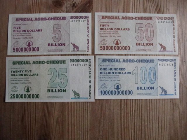 Image 3 of Zimbabwe 2008 Special agro-cheques. Full UNC set of all four