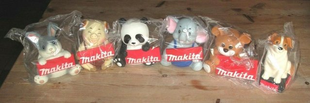 Preview of the first image of The Six Rare Makita Promo Money Boxes THE VERY RARE COMPLETE.
