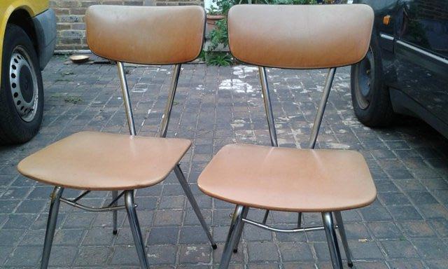 Image 3 of 60's Chairs x 4 chrome & vinyl