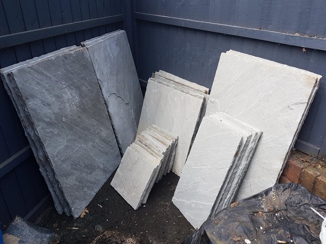 Preview of the first image of FOR SALE DIGBY STONE GREY PAVING SLABS WITH PAVING EDGINGS.