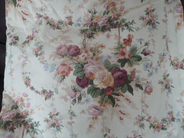 Image 3 of 3 curtains, 44 x 53 inch drop, cream background/floral