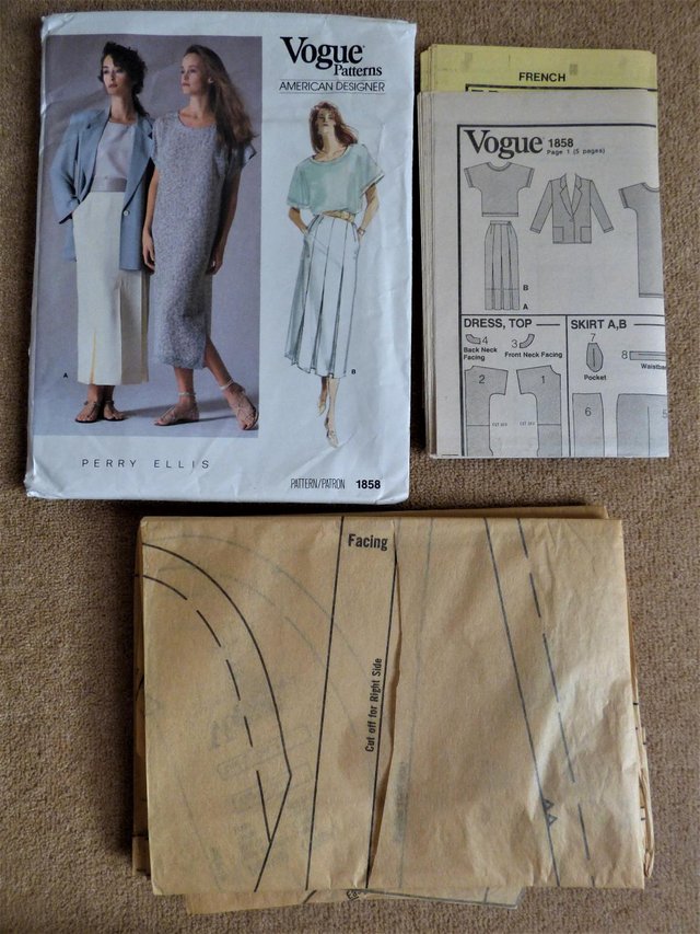 Image 3 of Vogue 1858 Perry Ellis 4 Piece Sewing Pattern Size 12