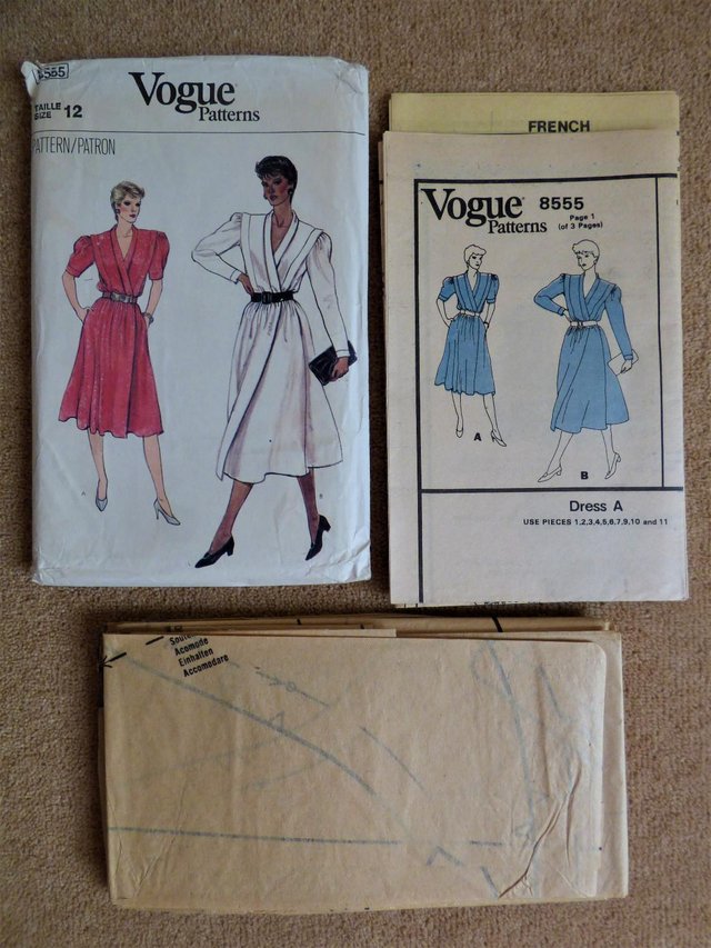 Image 2 of Vogue 8555 Vintage 1980's Rare Wrap Dress Pattern Size 12