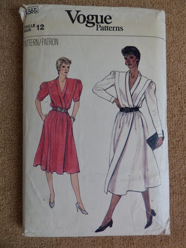 Preview of the first image of Vogue 8555 Vintage 1980's Rare Wrap Dress Pattern Size 12.
