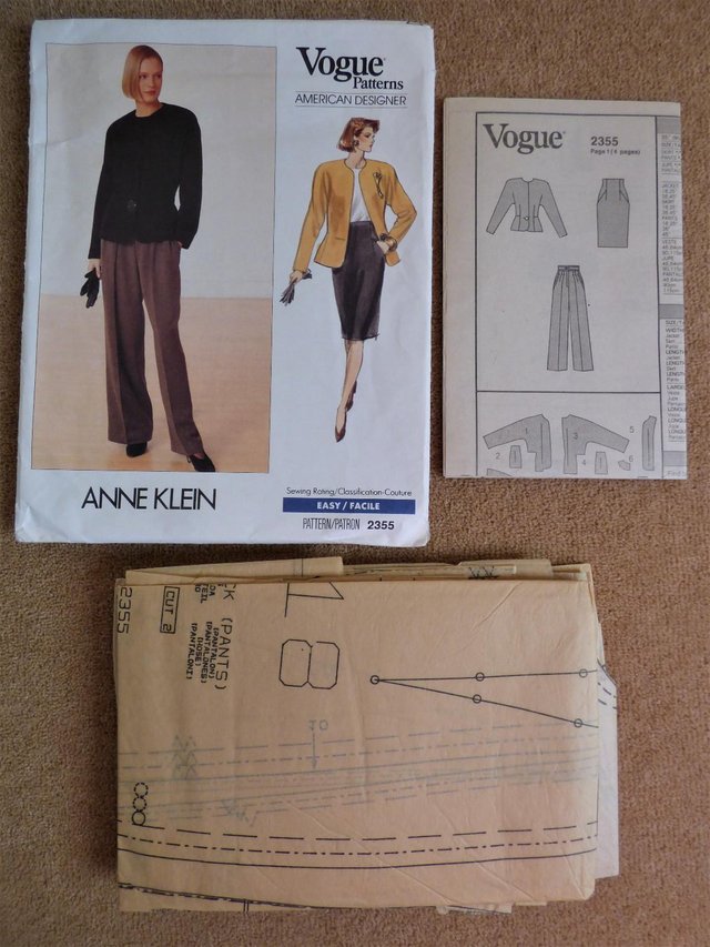 Image 2 of Vogue 2355 Anne Klein 1980's, 3 Piece Pattern Sies 6-8-10