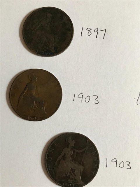 Image 3 of 1897 to 1907 one pence coins; fair/vintage/history & silver