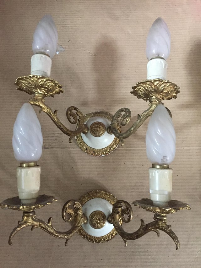 Preview of the first image of Antique Twin Candle Wall Lights.