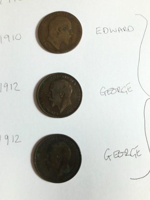 Image 2 of 3 x 1 penny coins Edward VII 1910; George V 1912 x 2; good
