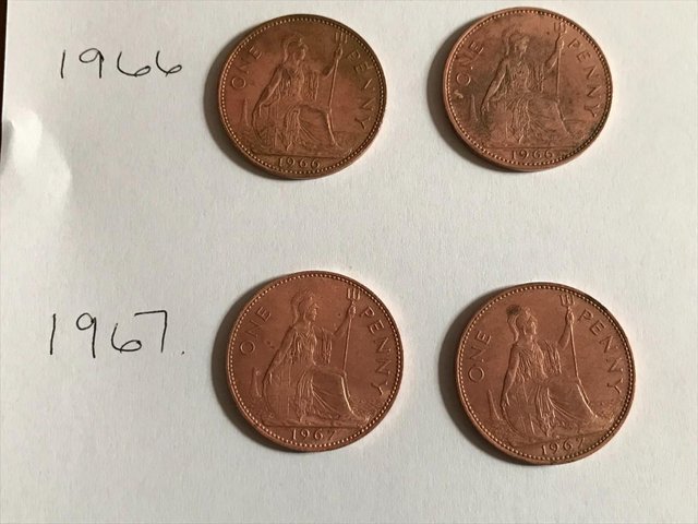 Image 2 of 7 x 1 penny coins - 1960's - Elizabeth II; good