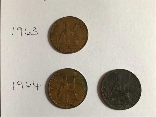 Image 3 of 7 x 1 penny coins - 1960's - Elizabeth II; good