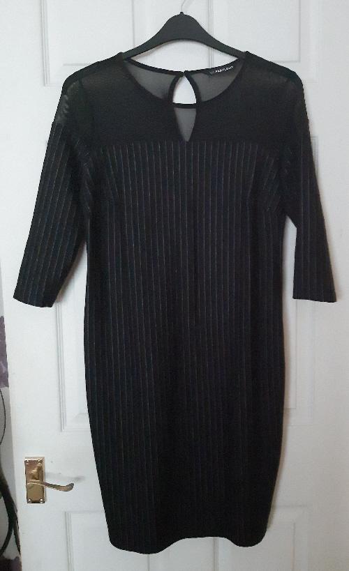 Preview of the first image of Stunning Black Pinstripe Dress By So Fabulous - Size 16.