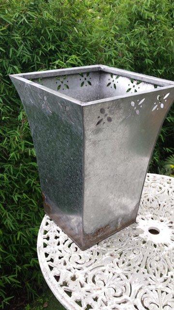 Preview of the first image of Large, Ornate, Distressed-Look, Metal Planter.