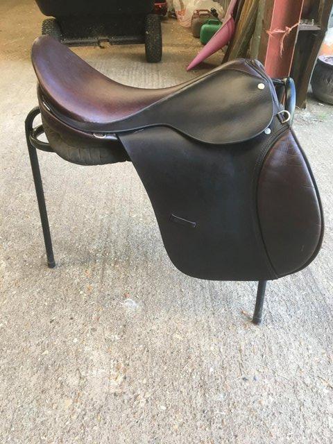 Image 7 of 19' Dark Brown and Burgundy Calcutt & Son's Saddle + Bridle