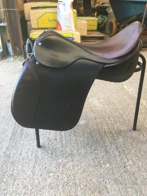 Image 8 of 19' Dark Brown and Burgundy Calcutt & Son's Saddle + Bridle