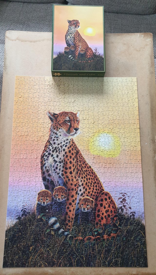 Image 2 of 1000 piece Jigsaw by EXPRESS GIFTS called CHEETAH & CUBS, ON