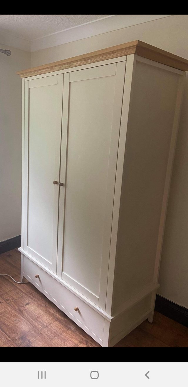 Preview of the first image of Harvey's solid 2 door wardrobe white colour.