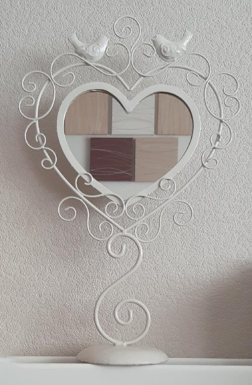 Preview of the first image of Beautiful Shabby Chic Cream Love heart Mirror.