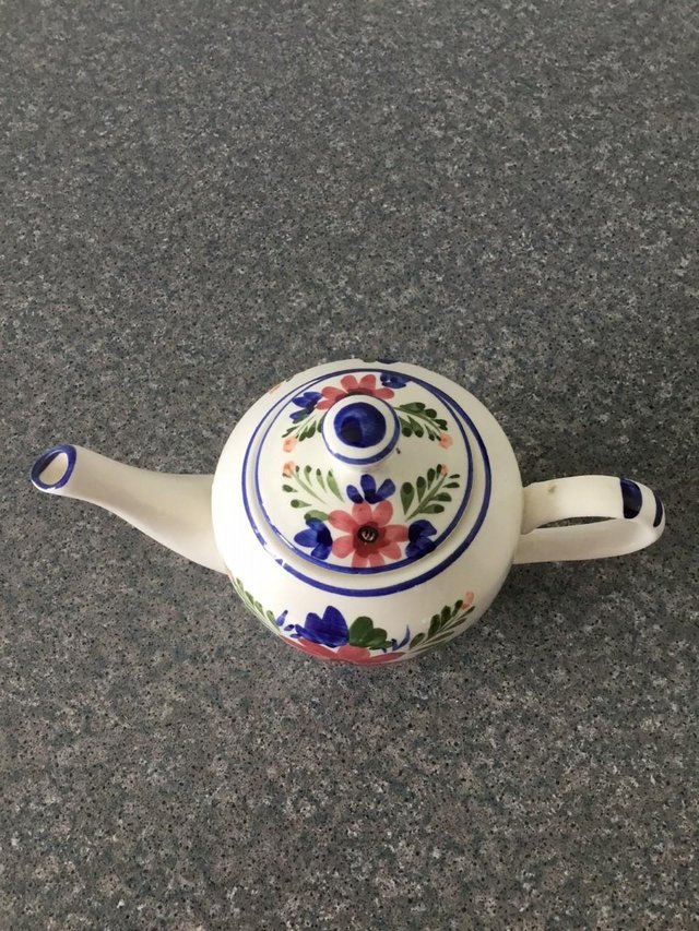 Image 2 of New White Teapot with hand painted flowers