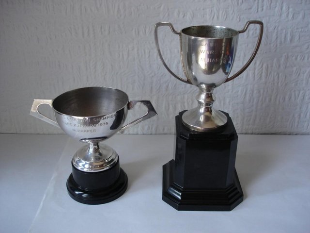 Preview of the first image of TWO OLD ENGRAVED TROPHIES.......