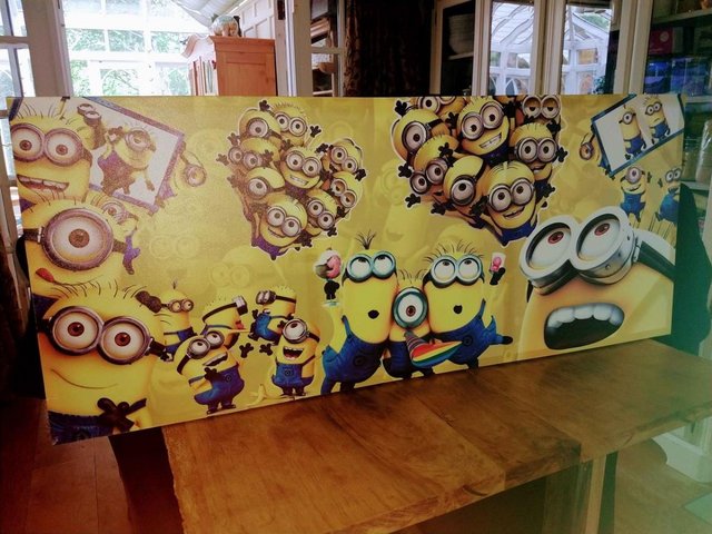 Preview of the first image of Large Despicable Me Minions Framed Canvas Print Picture Wall.