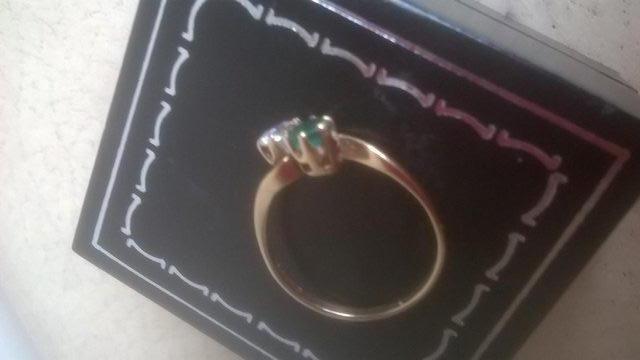 Image 3 of Emerald and Diamond 9ct gold two stone ring