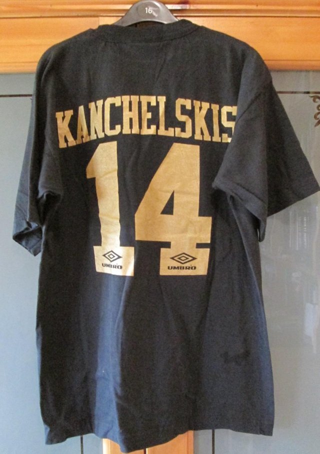 Preview of the first image of Man Utd Kanchelskis Pure Gold series collectable Shirt.