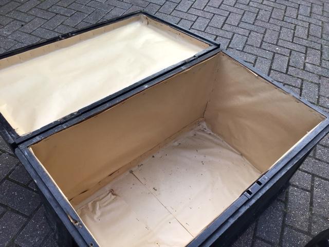 Image 2 of LARGE WOODEN BLACK BOX WITH CARRYING HANDLES