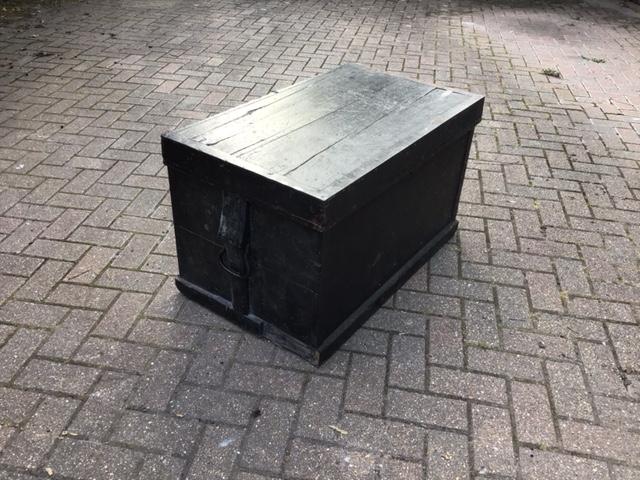 Image 3 of LARGE WOODEN BLACK BOX WITH CARRYING HANDLES