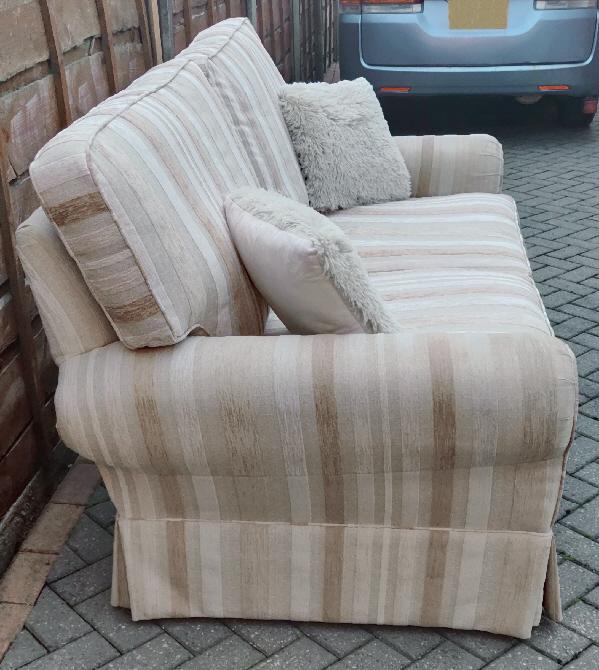Image 5 of Modern Laura Ashley Kendal Natural Striped 2 Seater Sofa