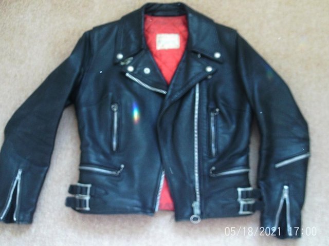 Preview of the first image of Lewis leather Aviakit vintage biker jacket.