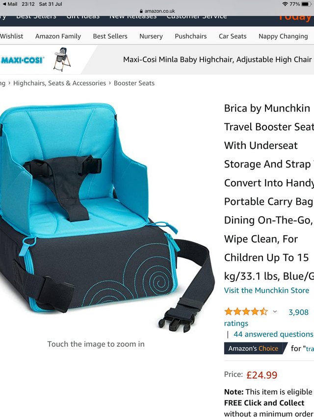 Preview of the first image of Travel dining booster seat with storage.