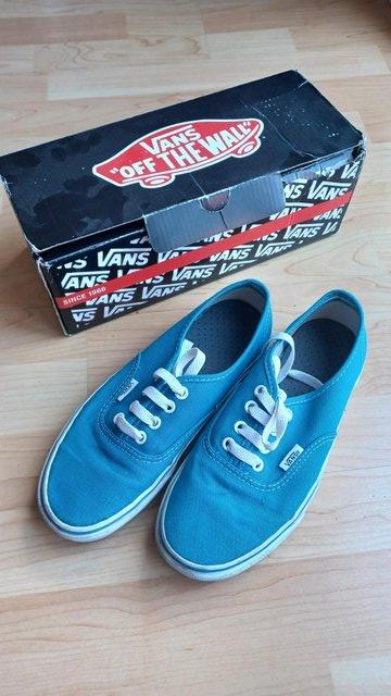 Preview of the first image of Women's Vans Blue Canvas Trainers.