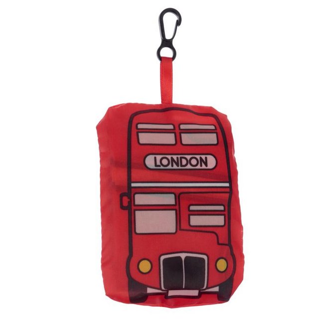 Image 3 of Handy Fold Up London Bus Shopping Bag with Holder.