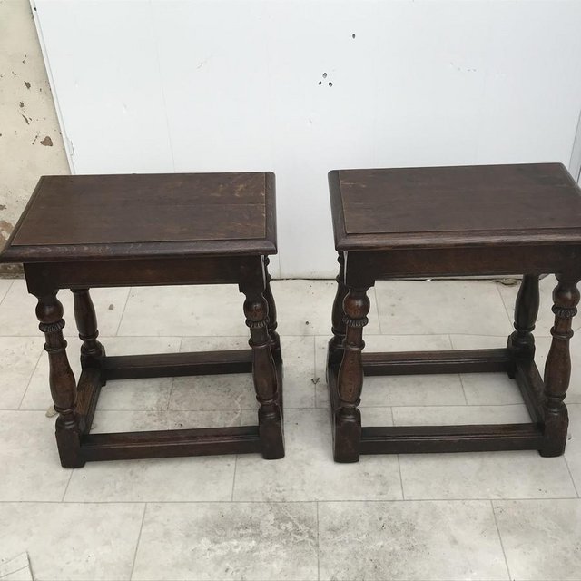 Image 3 of Pair Of Oak Coffin Stools Circa Late 17th Century