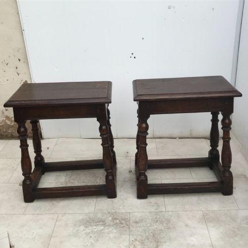 Preview of the first image of Pair Of Oak Coffin Stools Circa Late 17th Century.