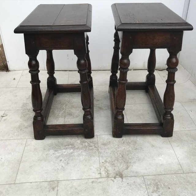 Image 13 of Pair Of Oak Coffin Stools Circa Late 17th Century