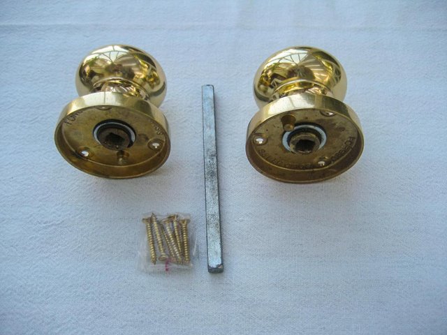 Image 3 of 1 Pair of Mortice Knobs, Victorian Design, Polished Brass