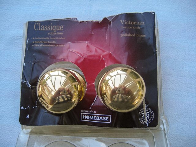 Preview of the first image of 1 Pair of Mortice Knobs, Victorian Design, Polished Brass.