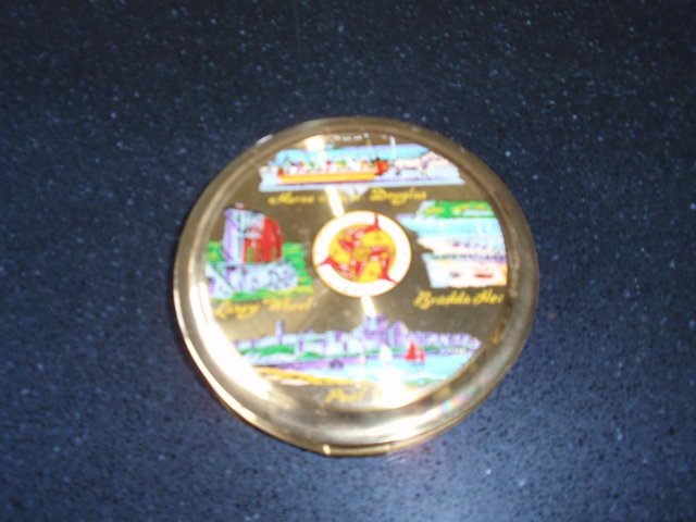 Preview of the first image of Vintage Make up Powder Compact featuring the Isle of Man.
