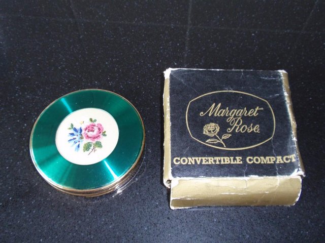 Preview of the first image of Vintage Margaret Rose Make Up Compact with original box.