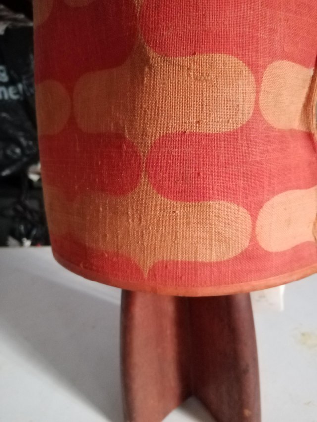 Preview of the first image of 1960s Table Lamp, wood made, with Original shade.