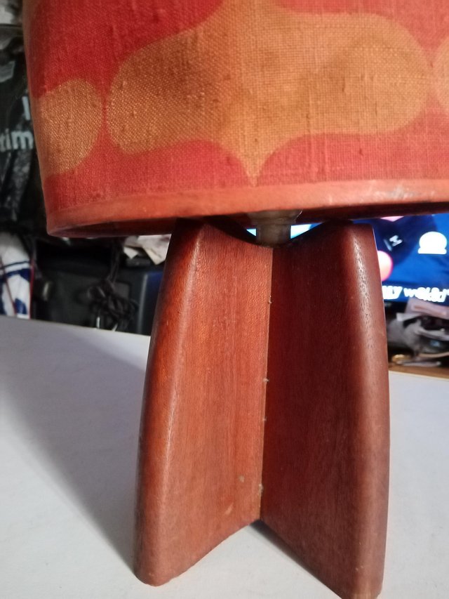 Image 3 of 1960s Table Lamp, wood made, with Original shade