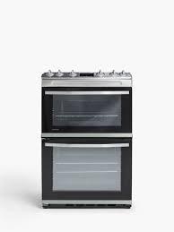 Preview of the first image of JOHN LEWIS 60CM GAS COOKER+DOUBLE OVEN-S/S-BLACK+GLASS LID-.