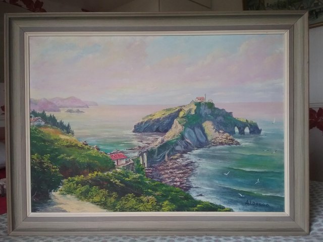 Preview of the first image of Aldecoa Oil Painting of San Juan Gaztelugatxe.